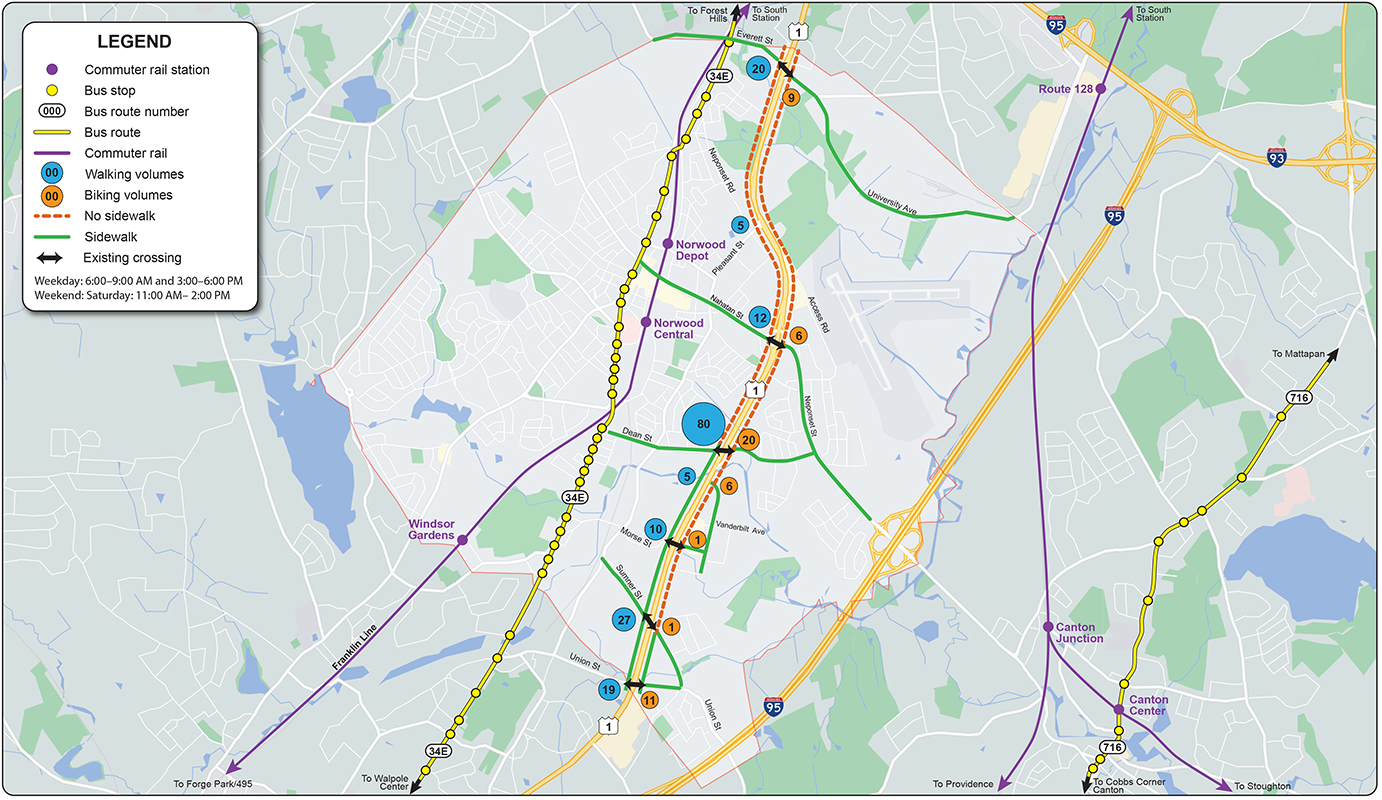 Figure 4
Mobility in the Route 1 Corridor
Figure 4 is a map of the corridor showing the mobility challenges in the study area.
Figure 4
Mobility in the Route 1 Corridor
Figure 4 is a map of the corridor showing the mobility challenges in the study area.